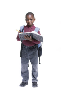 An african american student ready for school. Education, learning